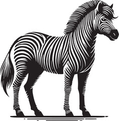 Black Color Zebra Silhouette Vector Illustration, Solid White Background