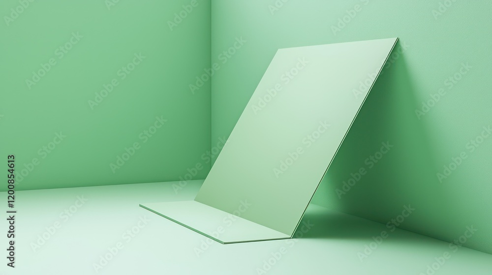 Aufkleber mint green display stand rendered at an angle, offering a fresh perspective for print and web design