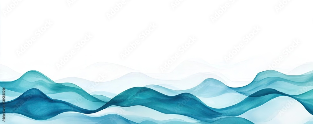 Poster nature watercolor idea. abstract waves in soft blue tones creating a serene and calming atmosphere.