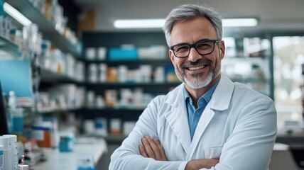 Pharmacist giving flu shot to patient.