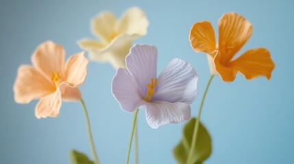 Obraz premium Tender Lobelia flowers, pastel floral wallpaper, cotton fabric texture, delicate aesthetic effect