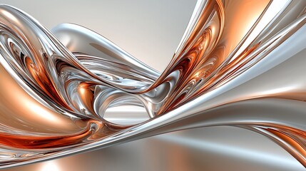 Abstract metallic swirls in silver and copper tones.