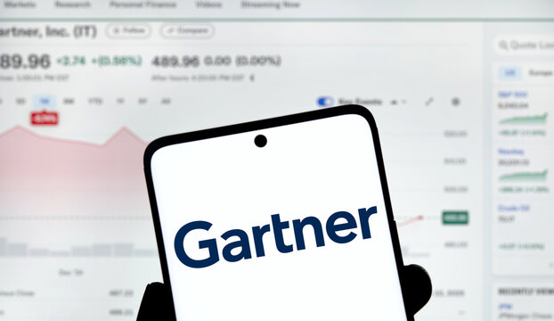 Dhaka, Bangladesh- 25 Dec 2024: Gartner logo is displayed on smartphone.