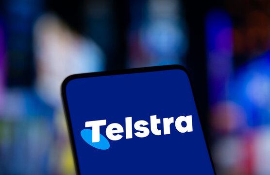 Dhaka, Bangladesh- 31 Dec 2024: Telstra logo is displayed on smartphone. Telstra Group Limited is an Australian telecommunications company.