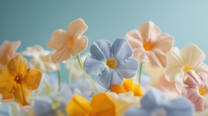 Fototapeta premium Tender Phlox flowers, pastel floral wallpaper, cotton fabric texture, delicate aesthetic effect