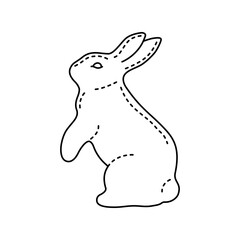 シンプルでかわいい立っているポーズのウサギの線画（イースターバニー）