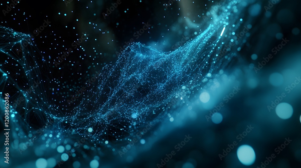 Poster abstract blue network data visualization