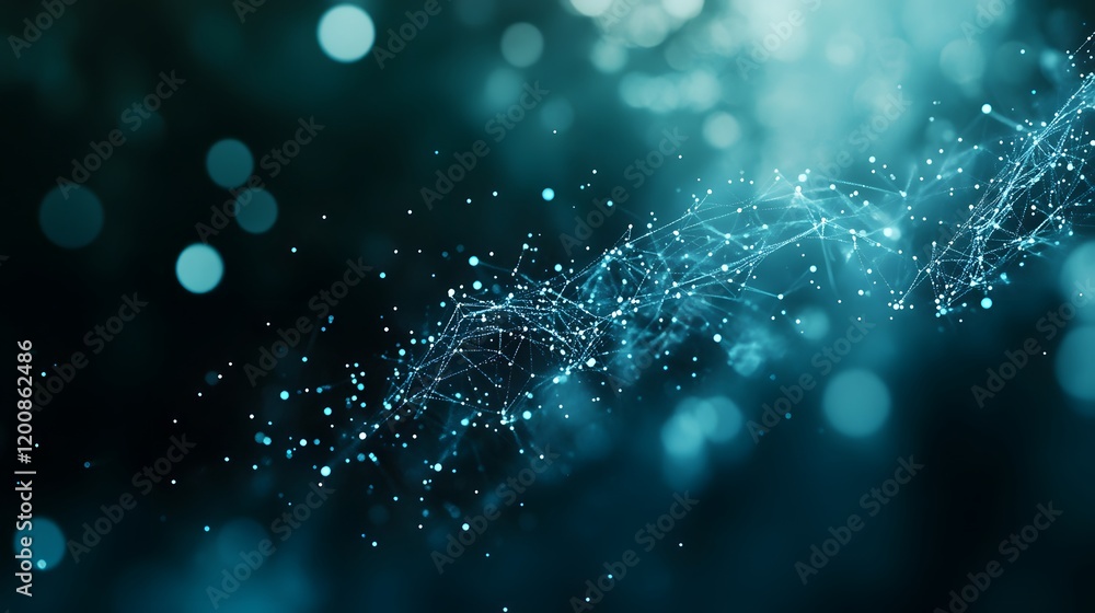 Poster abstract teal network digital data flow