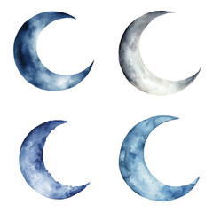 Artistic moon phases illustrations digital design watercolor style creative environment aesthetic viewpoint