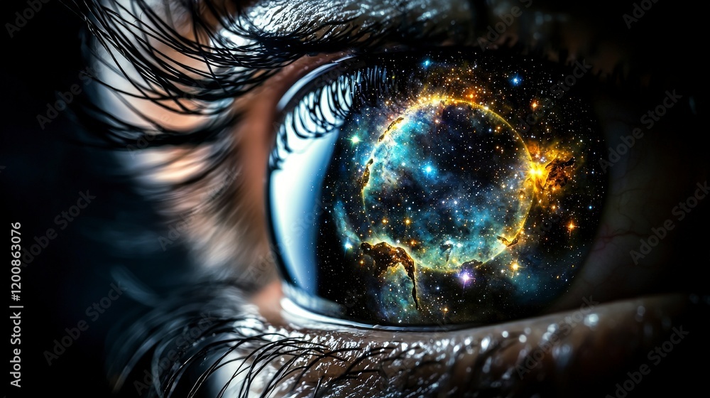 Poster celestial eye of the universe close-up image cosmic wonder dark background abstract concept for digi
