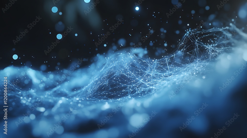 Poster abstract blue network data visualization wave