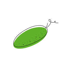 A fresh green vegetable cucumber is hand-drawn, isolated on white, drawing with one endless line, vector. A delicious, juicy seasonal element for decoration, design, labels, flat design. The food icon