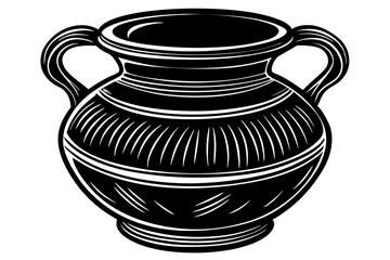 Ceramic pot isolated on white background vector art illustration