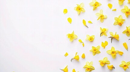 Obraz premium Isolated Yellow Daffodils on Clean White Background for Design