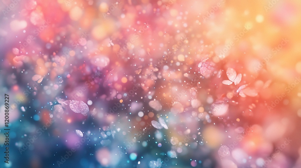 Poster Pastel Dream: An ethereal swirl of pastel-colored bokeh lights creates a dreamy, abstract background perfect for adding a touch of magic and whimsy to any project.