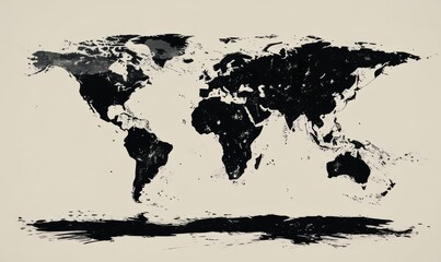 Fototapeta premium Watercolor World Map, Generative AI