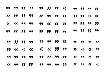 Set of quote mark, quotes icon vector sign design.