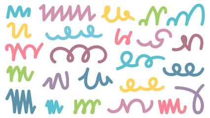 Collection of abstract colored bold scribbles, vector eps10 illustration