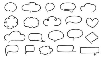 Set of hand drawn speech bubbles and clouds, vector eps10 illustration