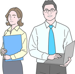 Fototapeta premium 会社に務める同僚の男性と女性