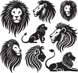 Lion vector illustration in black and white