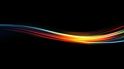 Abstract Colorful Light Wave Swirls Across Black Background