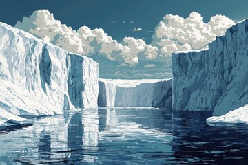 Melting glaciers impacting rising sea levels nature scene