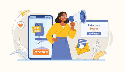 Job Hiring Illustration with Join Our Team and Apply Now Features a 