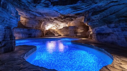 Stunning Blue Underground Water Pool in a Natural Cave Setting