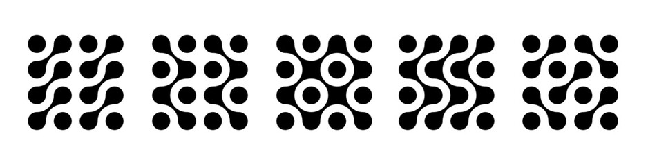 Set black metaballs isolated on a white background. Modern contemporary geometric shapes and elements. Vector illustration