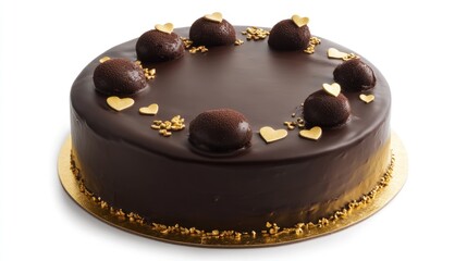 Decadent Chocolate Cake with Golden Accents: A Romantic Dessert