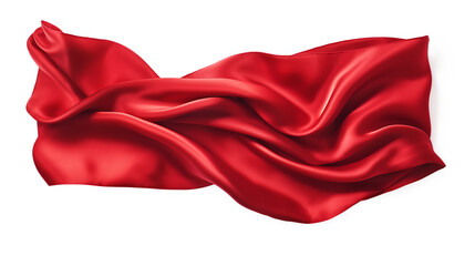 Red Fabric Banner with Subtle Wrinkles and Smooth Texture,red color cloth isolated on transparent background,red fabric with a wave pattern is shown,Floating elegant red fabric,Luxury realistic satin 