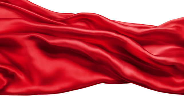 Red Fabric Banner with Subtle Wrinkles and Smooth Texture,red color cloth isolated on transparent background,red fabric with a wave pattern is shown,Floating elegant red fabric,Luxury realistic satin 