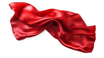 Red Fabric Banner with Subtle Wrinkles and Smooth Texture,red color cloth isolated on transparent background,red fabric with a wave pattern is shown,Floating elegant red fabric,Luxury realistic satin 
