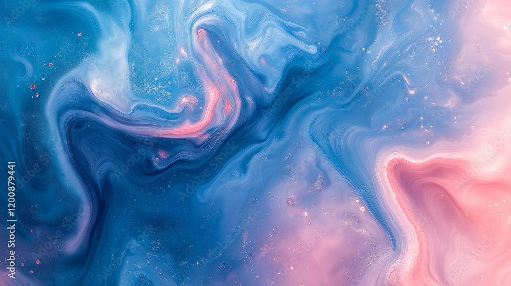 Poster abstract blue pink swirl fluid art painting texture background wave flow soft color style image
