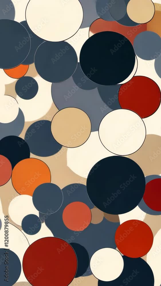 Poster colorful abstract design featuring overlapping circles in various shades and sizes in a modern art s