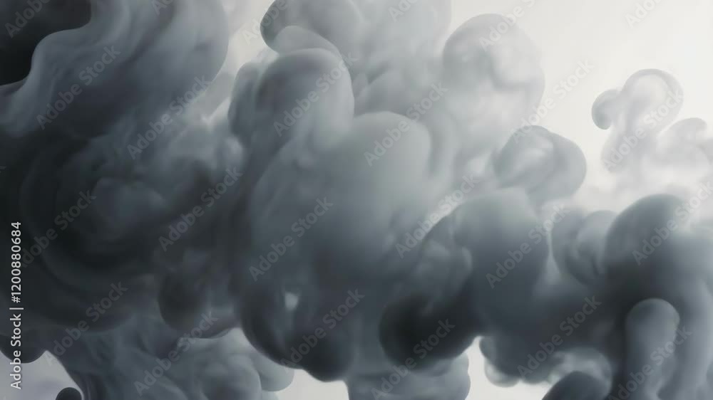 Poster swirling grey smoke creates an abstract, artistic background with dynamic motion and fluid textures 