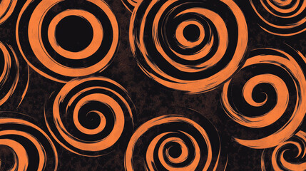 Psychedelic hypnotic spiral pattern for Halloween background, vector hypnosis swirl vortex. Hypnotic spiral circles of vertigo illusion twirls in black orange psychedelic pattern for Halloween holiday