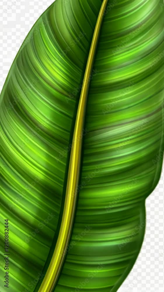 Poster Close-up view of a vibrant green leaf showcasing its intricate patterns and textures in natural light