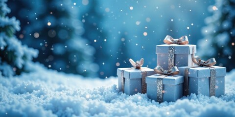 Winter Wonderland Presents A Festive Collection of Gifts Nestled in a Snowy Landscape
