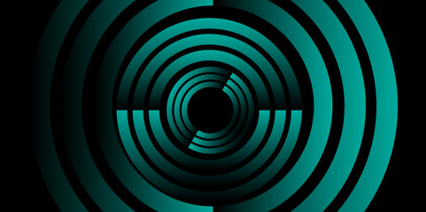 Black abstract background with circle lines spiral with copy space in the center. Ideal for modern design templates and backgrounds. Optical illusion tunnel with black and past pattern.  vector. 