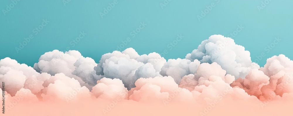 Aufkleber clouds watercolor idea. vibrant sky with fluffy clouds in beautiful pastel colors, creating a serene