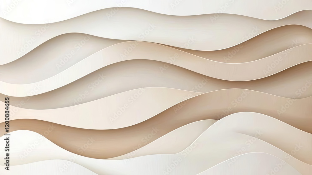 Poster Blurred watercolor idea. Abstract wavy lines in soft tones create a soothing and modern design element.