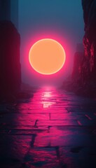 Fototapeta premium Neon Pink Pathway to the Sun