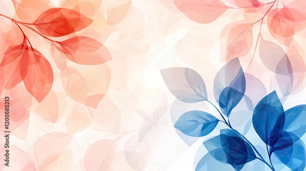 Poster Blurred watercolor idea. A vibrant abstract design featuring colorful leaves on a soft background.