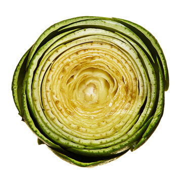 Cut Artichoke Close-Up on White Background