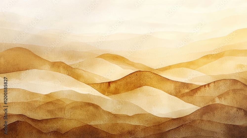 Poster blurred watercolor idea. abstract beige landscape with soft rolling hills and subtle texture for art