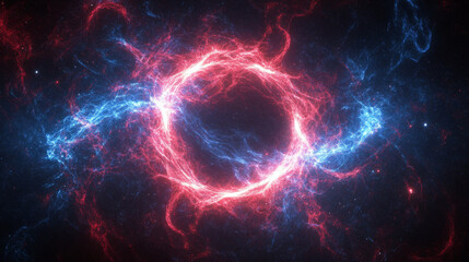 Fototapeta premium Red and blue abstract cosmic energy swirl