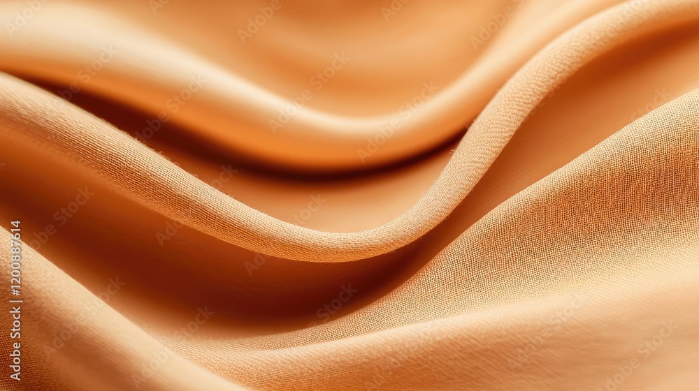 Poster blurred watercolor idea. close-up view of smooth, luxurious orange silk fabric with elegant waves an