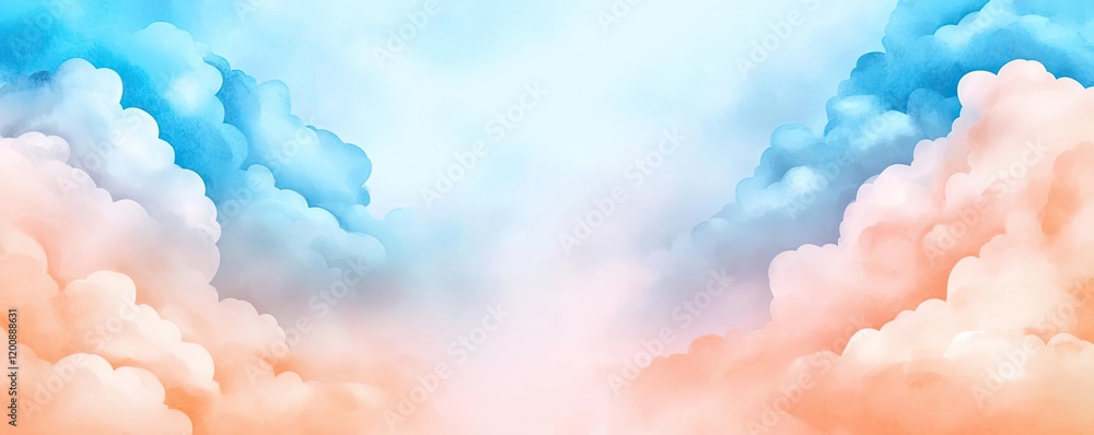 Aufkleber clouds watercolor idea. beautiful pastel clouds forming a serene and calming sky background.